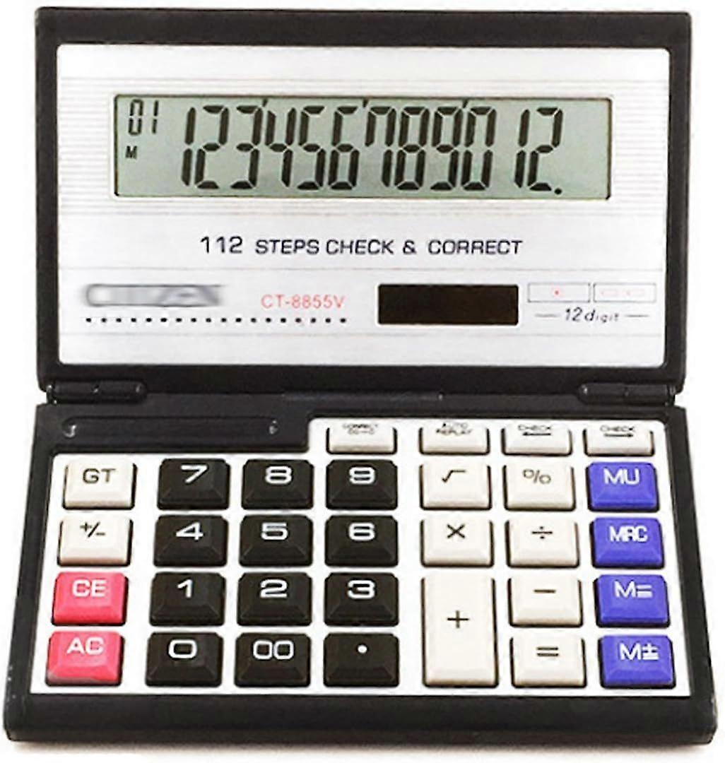 12 Digits Large Display Basic Calculator Mini Handheld Folding Calculator Solar Aaa Battery Dual Power