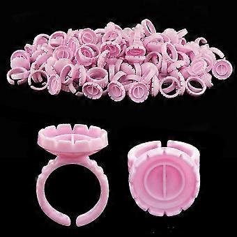 100pcs Anelli di Colla per Ciglia Estensioni Adesivo Supporto Volume Ciglia Ventaglio Strumenti