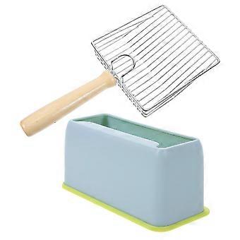Sturdy Stainless Steel Cat Litter Scoop with Fine Filter, Non-Stick, Easily Scoop Clumps for Home, Dark Grey