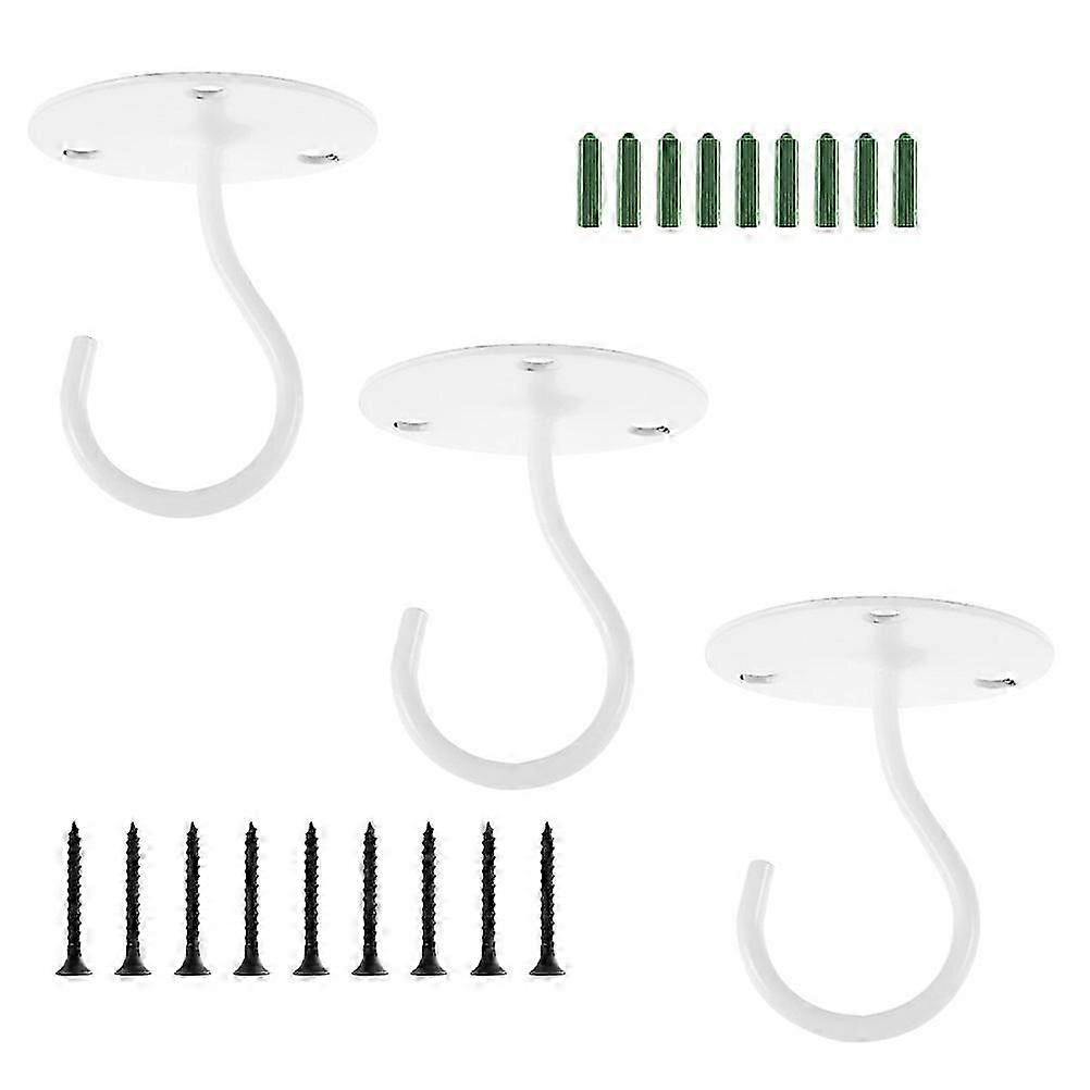 White Metal Ceiling Hooks for Hanging Plants, 6 Pack