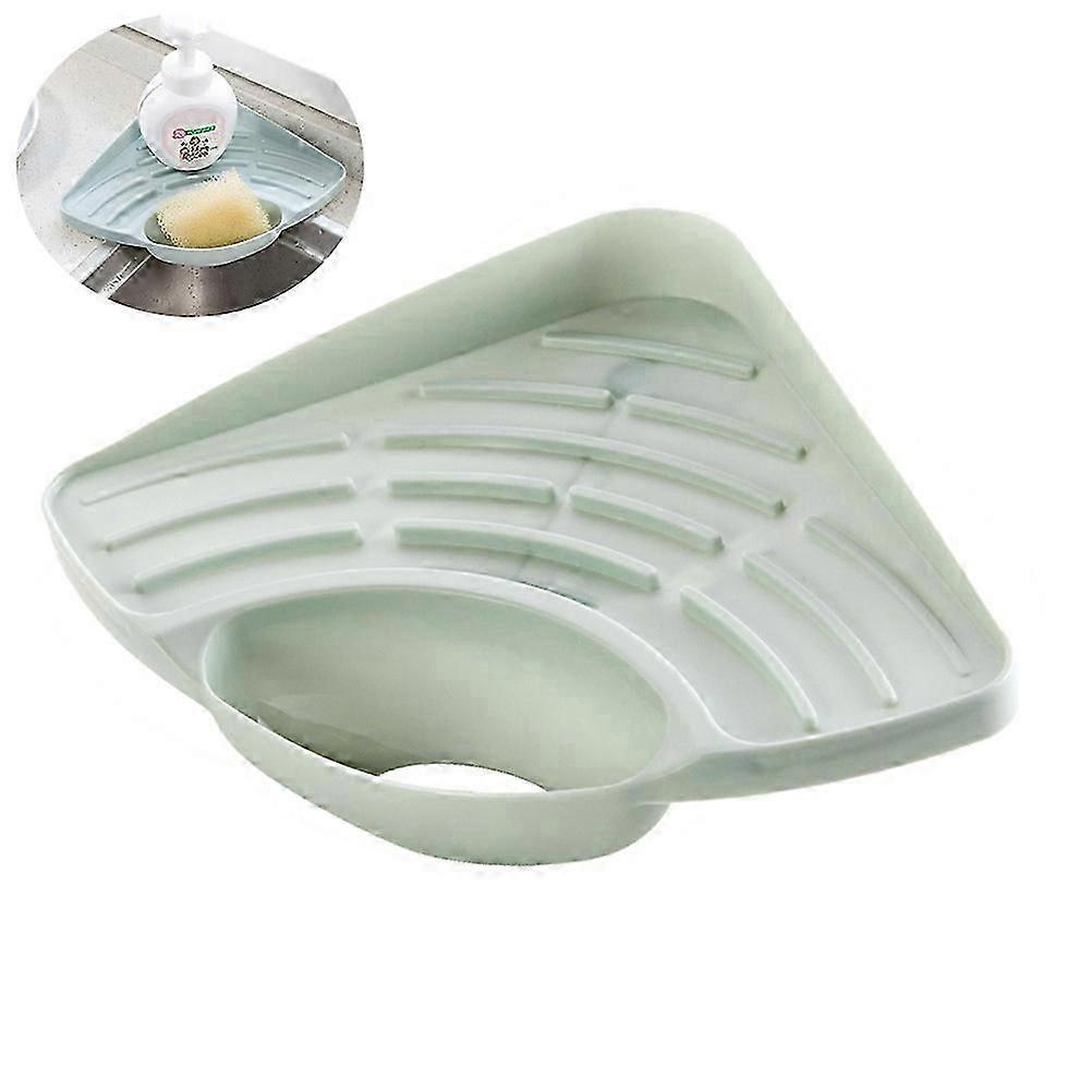 Triangle Plastic Kitchen Sink Sponge Holder Storage Rack Organizer 2pcs (Random Color)