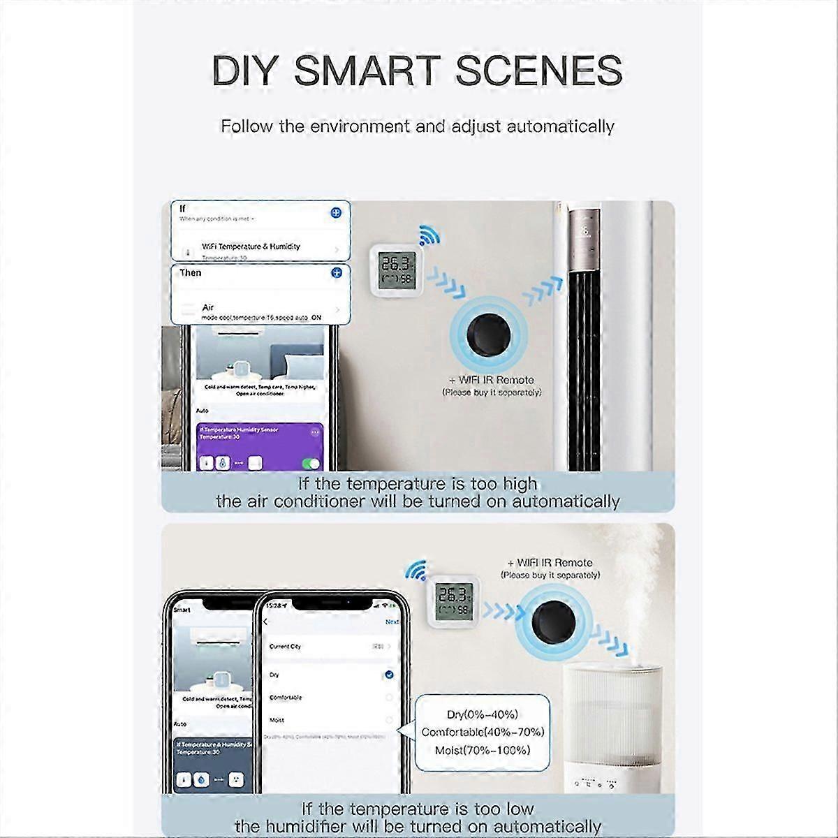 Tuya Zigbee Temperature Humidity Sensor with LCD Screen Smart 3PCS