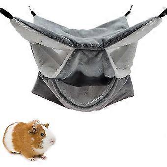 Hängematte für Kleintierkäfig, 3-lagig, Kurzkopf-Gleitsack, Hamsterkäfig-Zubehör, Bettdecke für Chinchillas, Papageien, Frettchen, Ratten, Hamster, Pure Gr