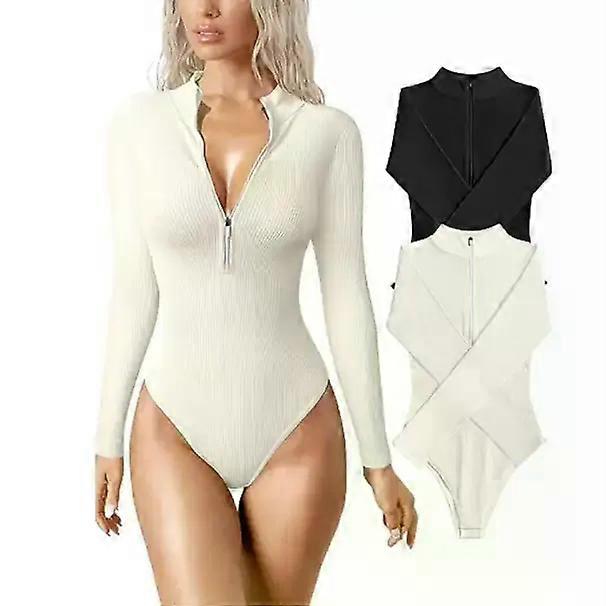 Sexy gerippter Langarm-Einteiler für Damen