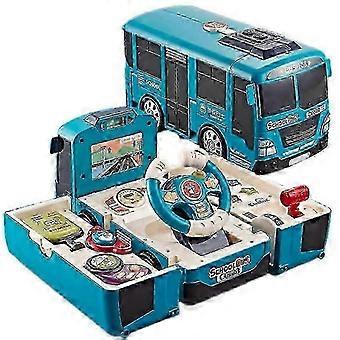 Kinderbus speelgoed met bijrijder en stuurwiel, puzzel, educatief speelgoed voor de ontwikkeling van baby's (QD).