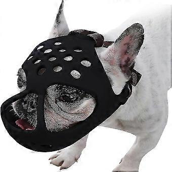 Bozal de perro de hocico corto, bozal de bulldog transpirable ajustable de silicona suave para bulldog francés Shih Tzu y Pug para morder masticar