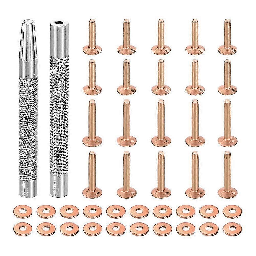 20Set Copper Rivets and Burrs, Solid Leather Copper Rivet Fastener