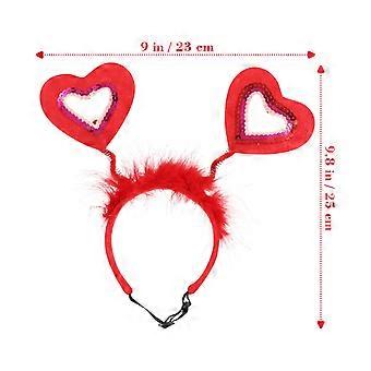 Dog Hairband Pet Heart Shaped Hair Band for 2Pcs Red Party Use