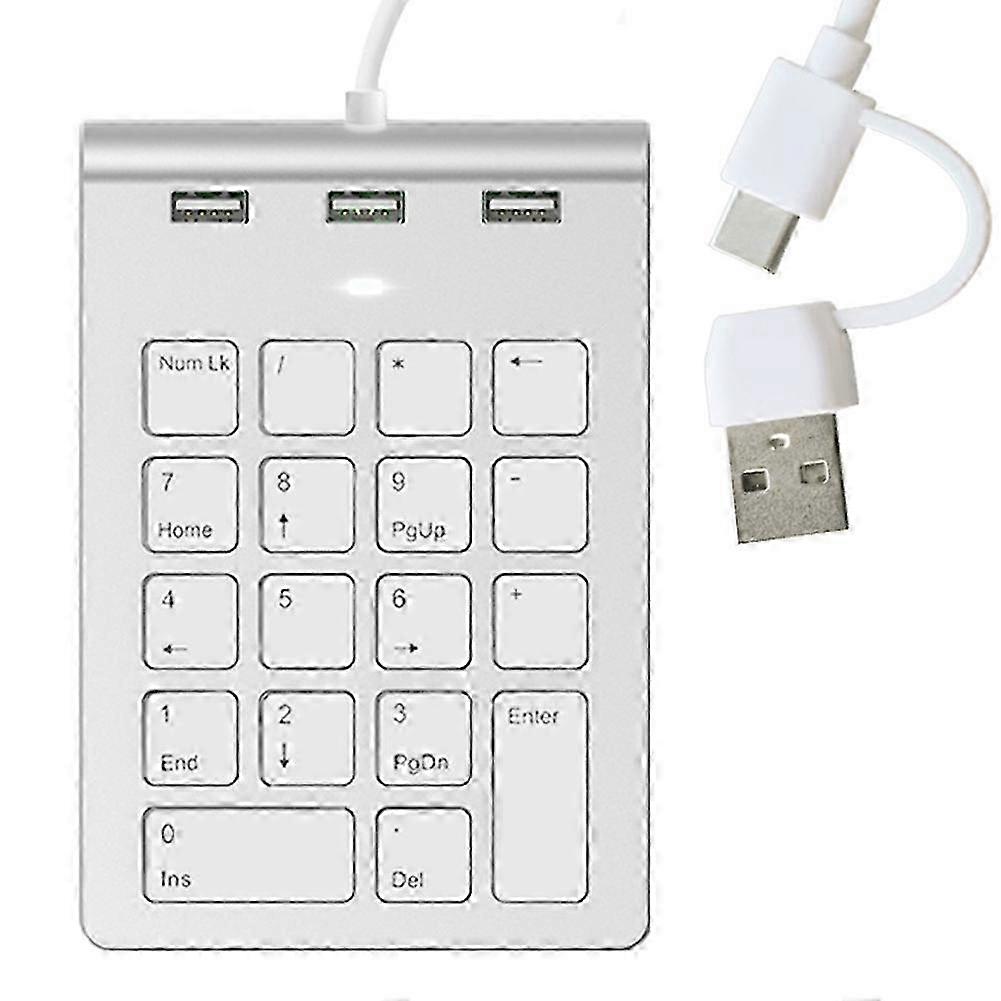 Dual-Interface Mini Numeric Keypad with 3-Port Hub