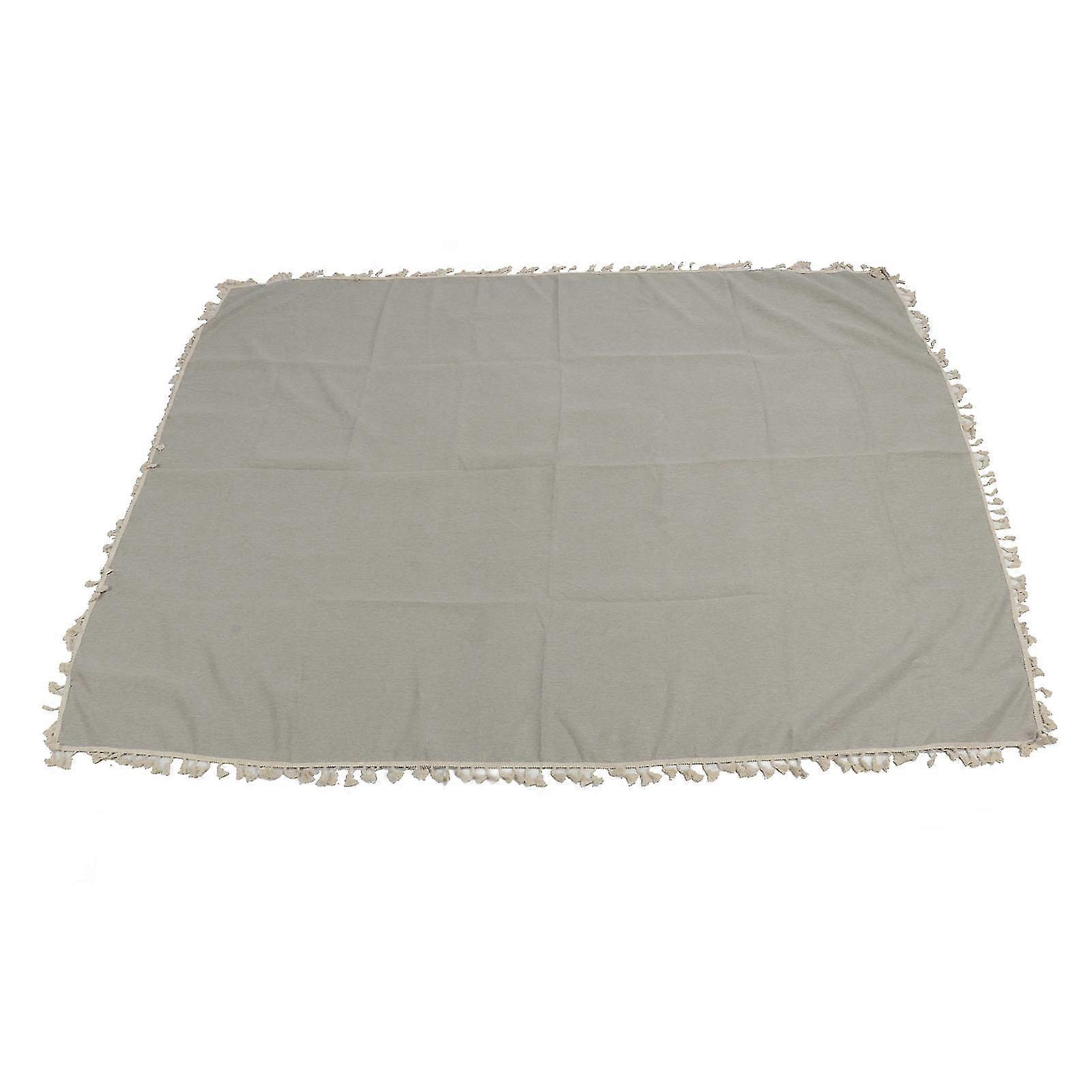 Grey Rectangular Tablecloth Tassel Edge