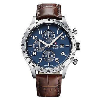 Armbanduhr rund mit Lederarmbanduhr für Herren Analog Quarz mit Cowskin Armband SM34084.06