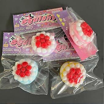 Simulation Strawberry Squeeze Toy Lifelike Birthday Cake Appearance Soft Non-Toxic Pressure Relief Gadget for Home Daily Stress Relaxation