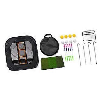 Indoor and Outdoor Golf Practice Set with Foldable Aiming Net, Three-Section Hitting Mat, Colored Practice Balls, Ground Stakes and Carrying Case