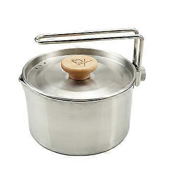Portable Silver Stainless Steel Outdoor Cookware Cooking Noodles Pot for Hiking