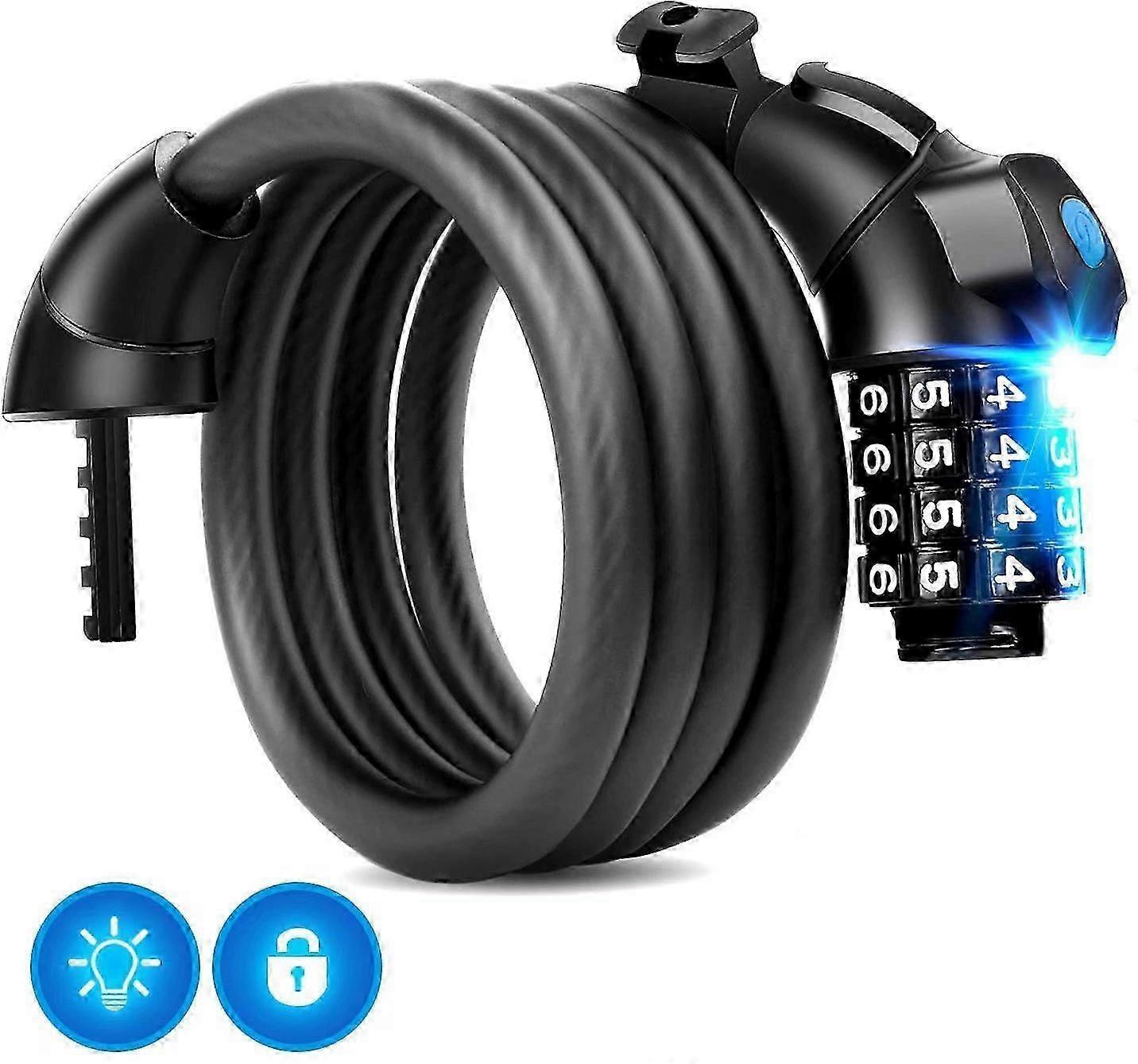 150cm Waterproof LED Combo Cable Lock