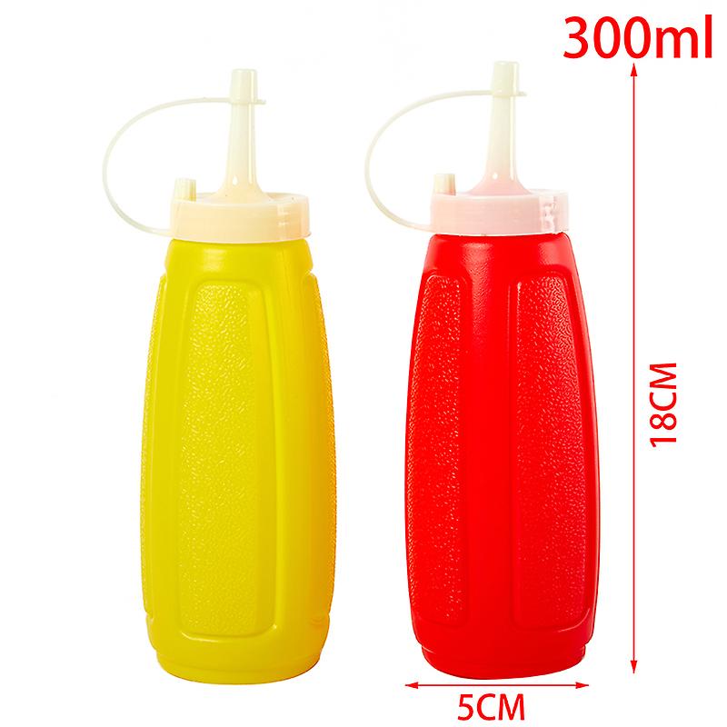 2pc 150/300mlsauce Squeeze Bottles Plastic Ketchup Condiment With Lid Dispenser