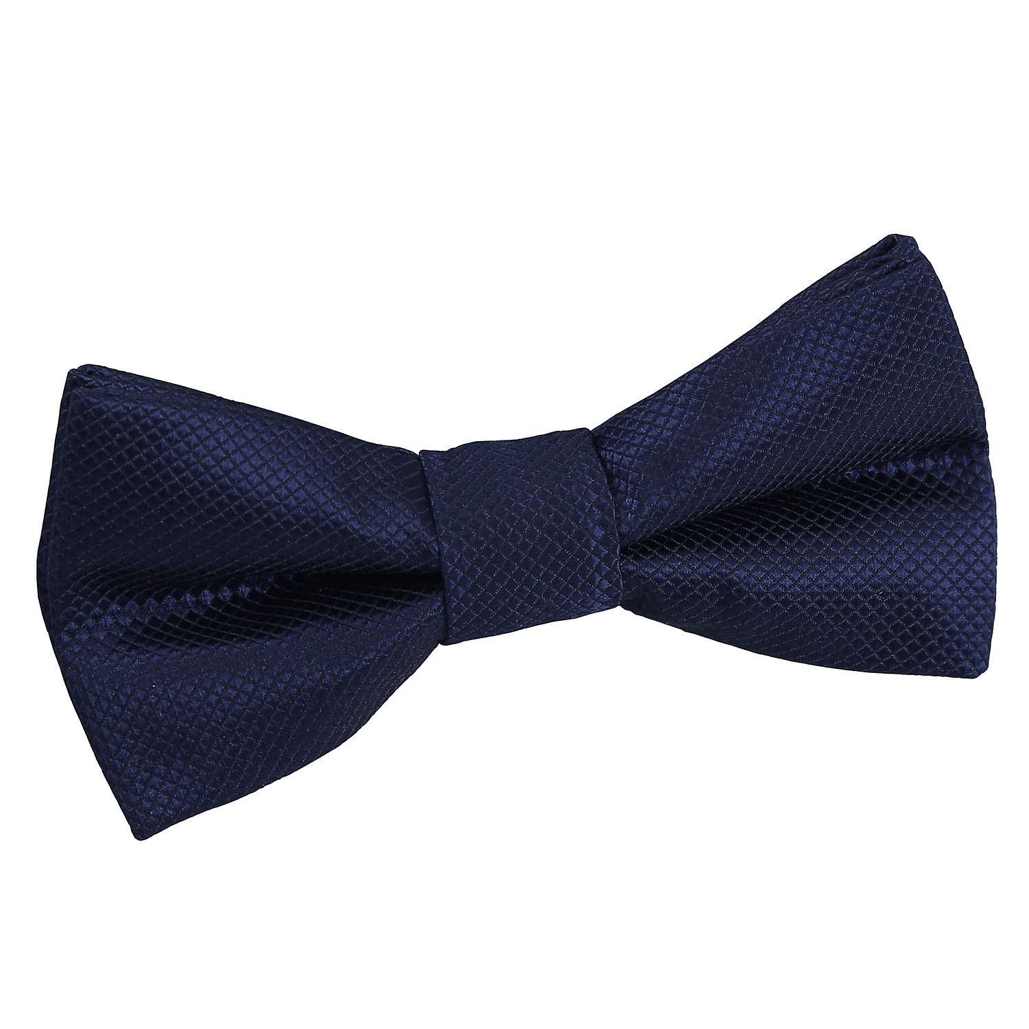 Navy Blue Solid Check Pre-Tied Bow Tie for Boys