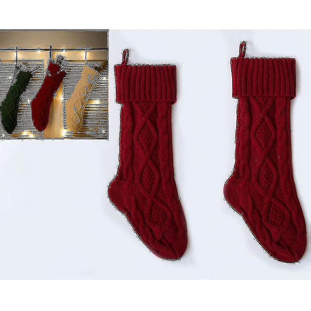 2pcs Stocking Gift Bag Red Stocking Decoration Tree Fireplace Shop
