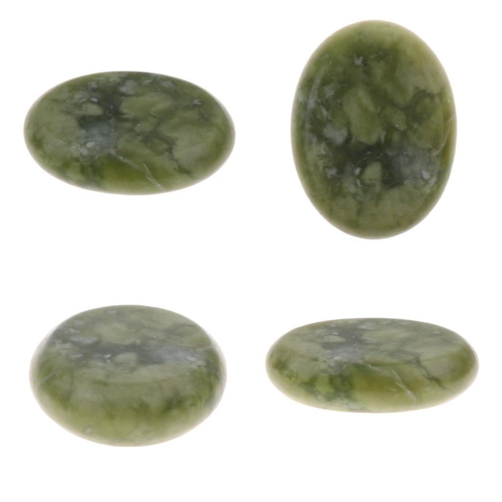 4個の翡翠ホットマッサージストーンフェイシャルボディホットストーンスパマッサージ6 x 8cm