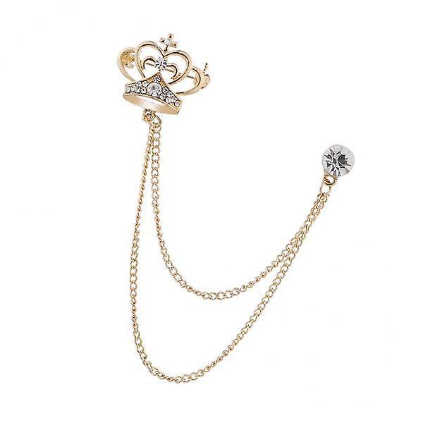 6xMens Elegant Lapel Pin Badge 2 Layer Chain Brooch Pin for Suit Tuxedo Gold