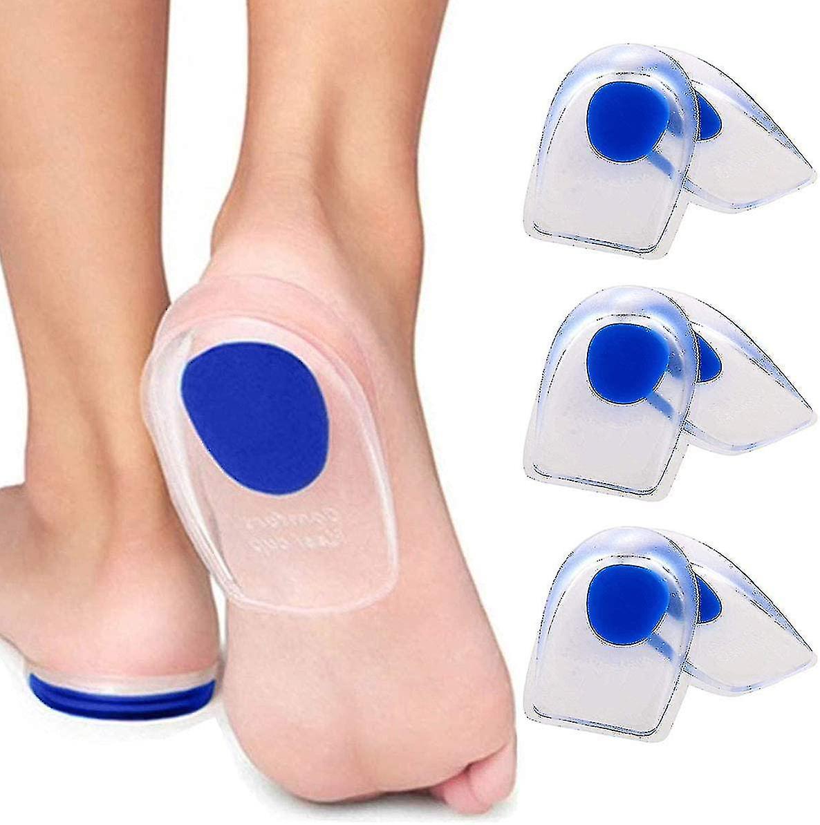 3 Pairs Of Silicone Heel Pads Compatible With Heel Pain, Bone Spurs And Achilles Tendon Pain, Gel He