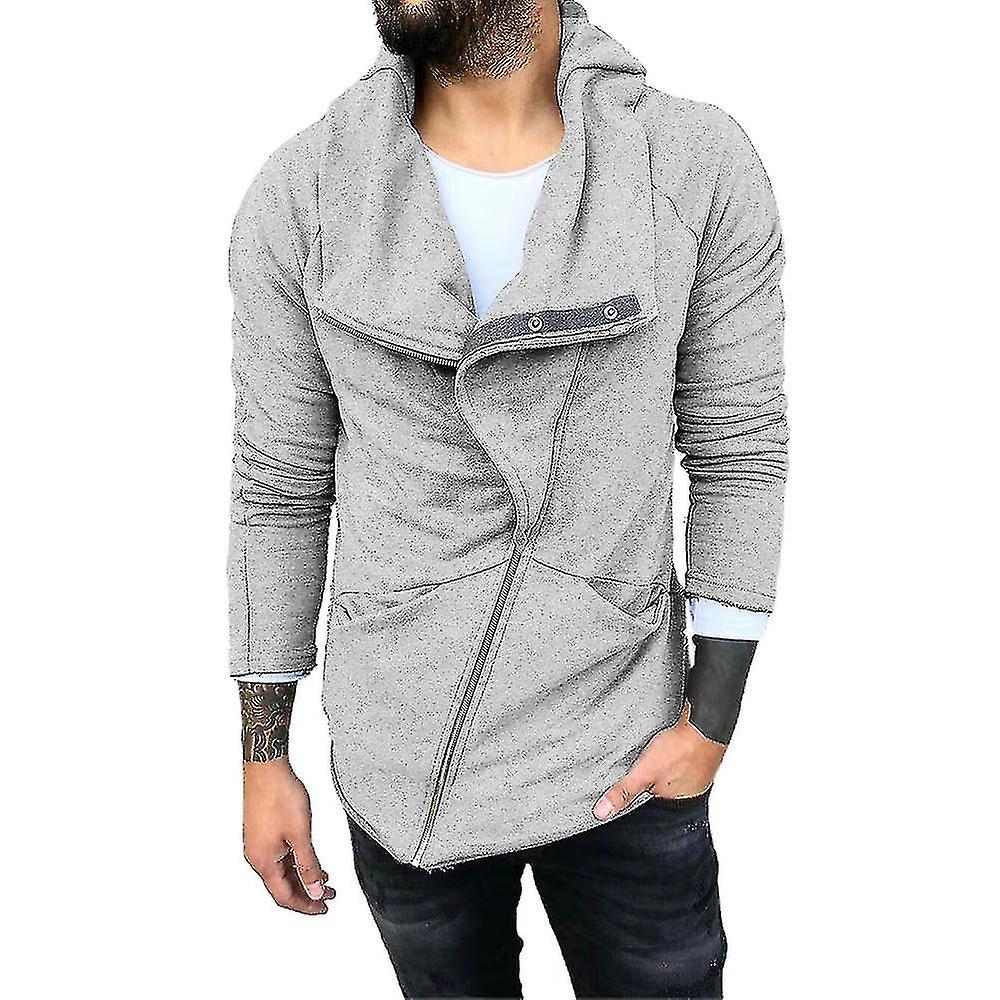 الرجال مقنع غير منتظم الرمز البريدي ملابس خارجية أنيقة طويلة الأكمام طية صدر الرقبة هوديي
