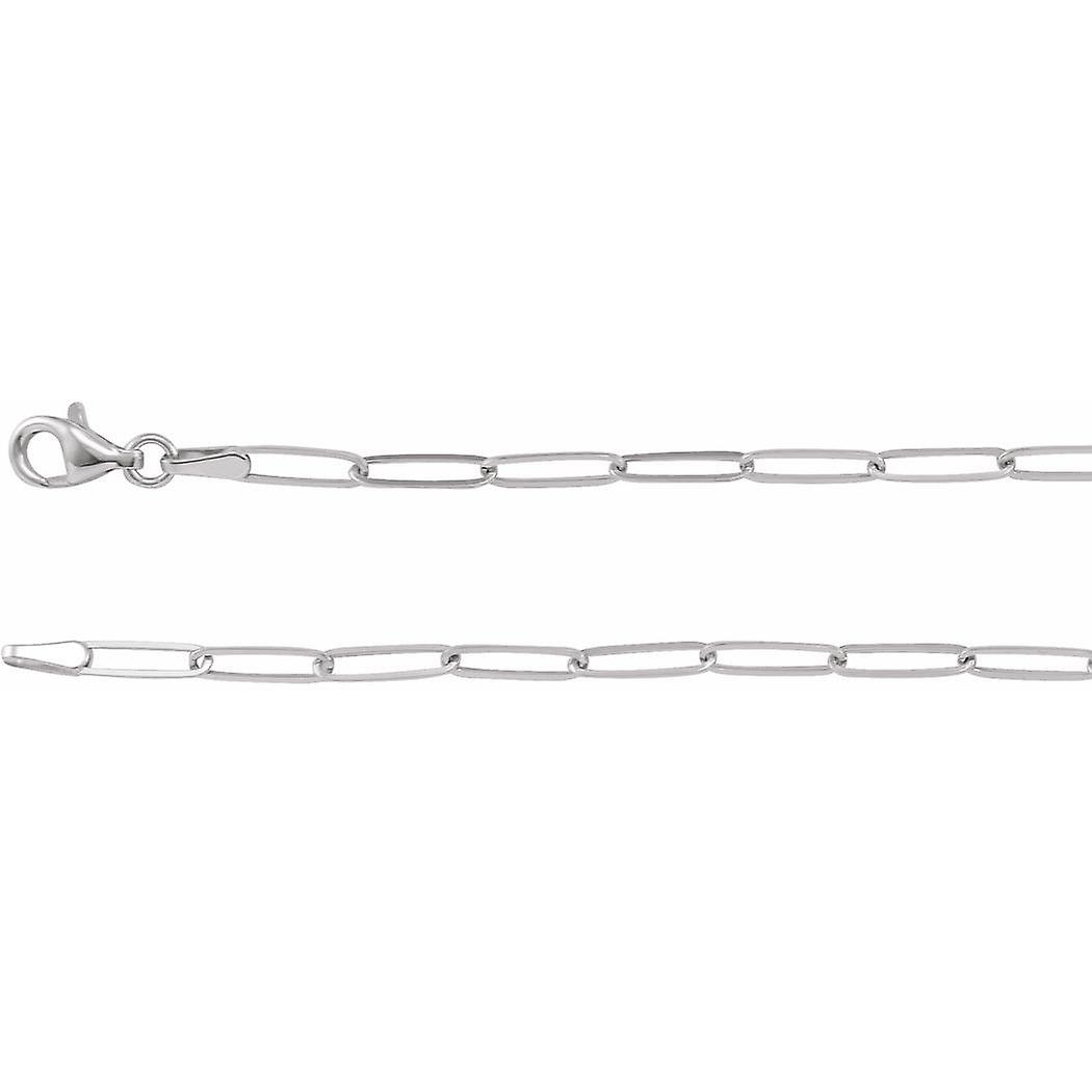 14Kホワイトゴールド7インチポリッシュ細長いリンクブレスレット、女性用ロブスタークラスプリンクブレスレット付き