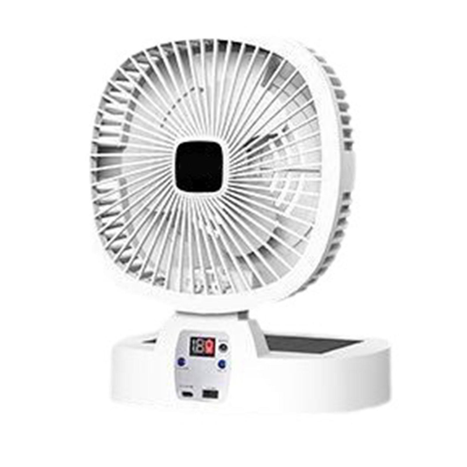 Portable Solar-Powered Camping Fan with LED Light, Remote, and Foldable Design