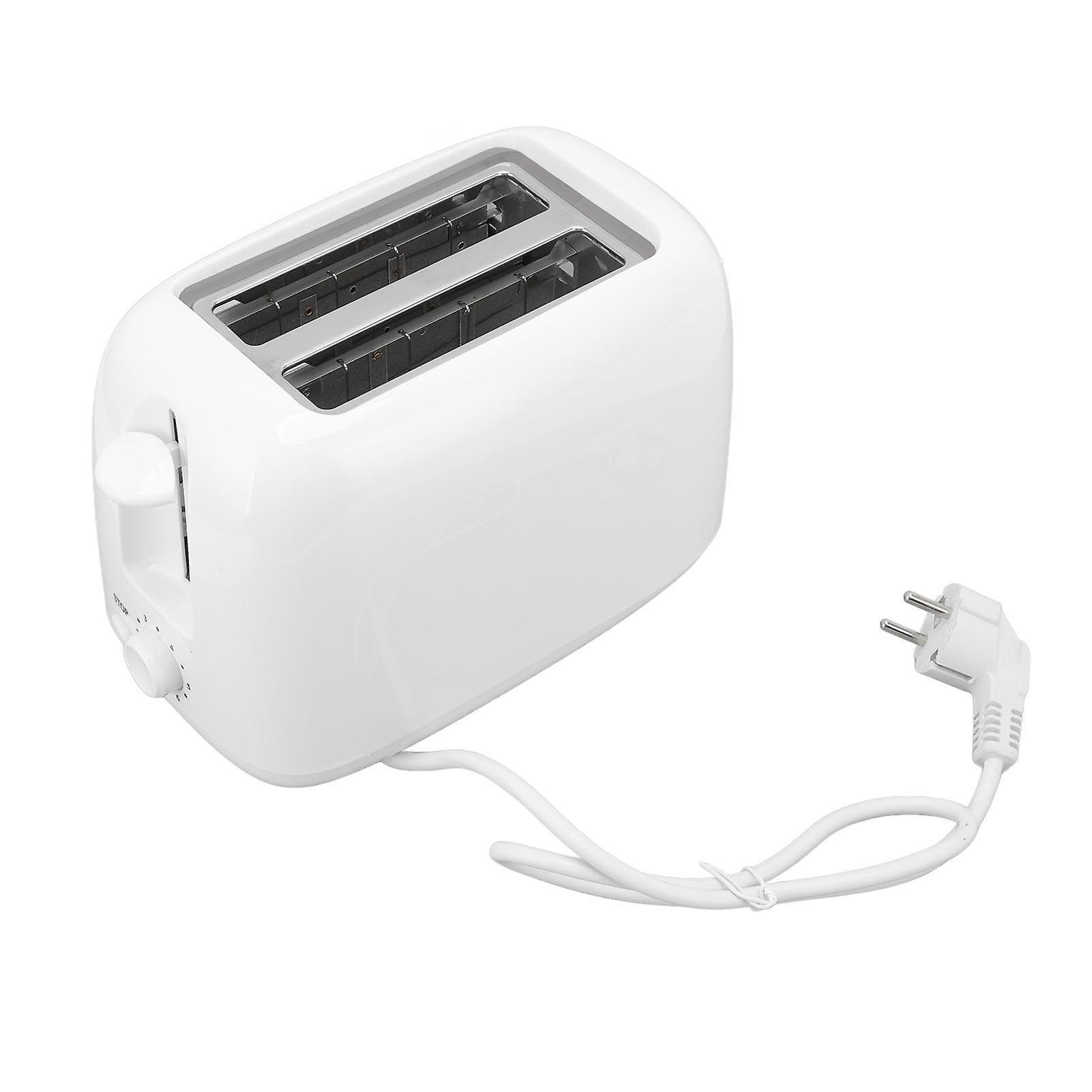 Small White 2-Slice Toaster with 6 Heat Settings for Home, Bakery, or Cafe - EU Plug