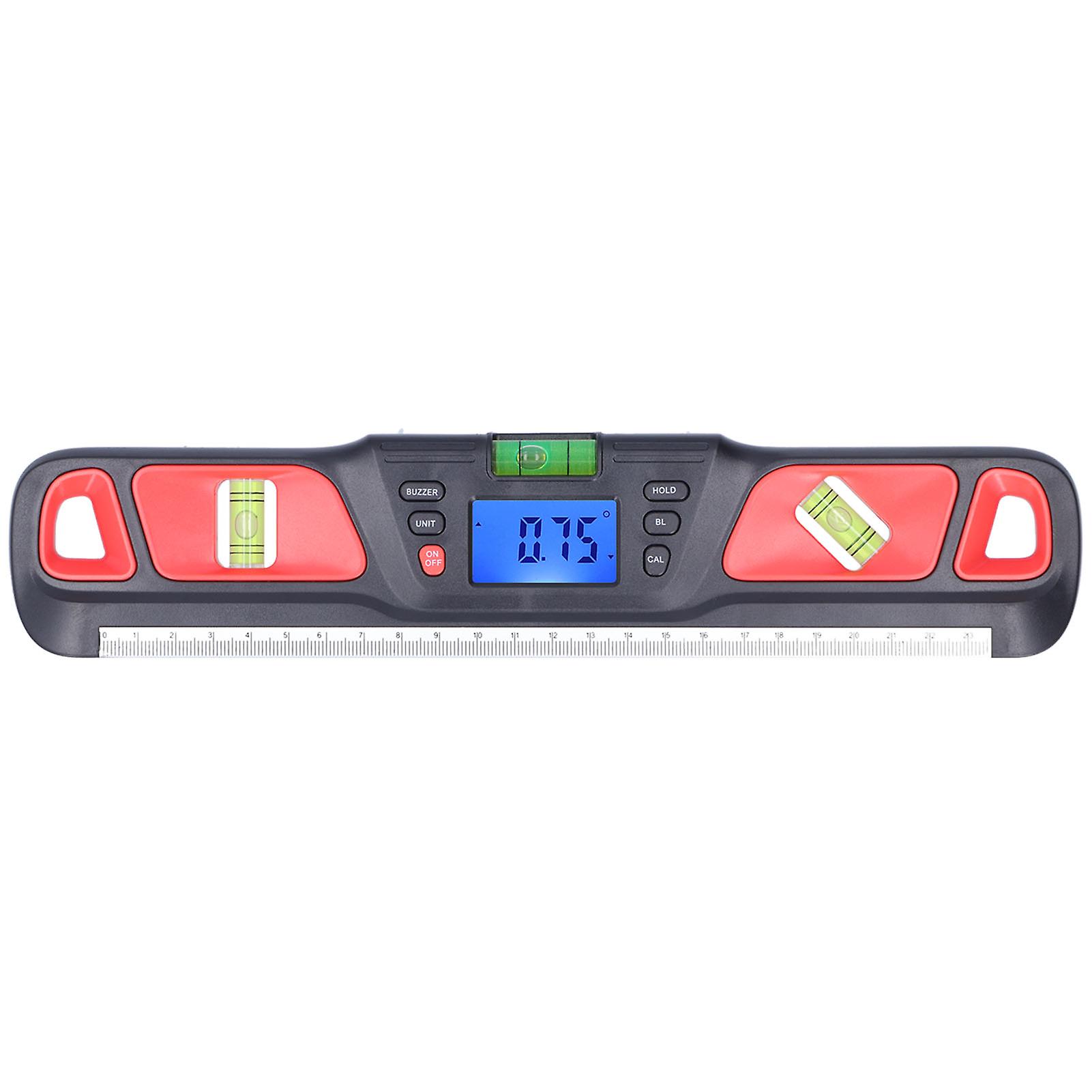 High Precision Magnetic Spirit Level Mini Digital Protractor for Home Decor Gardening Red