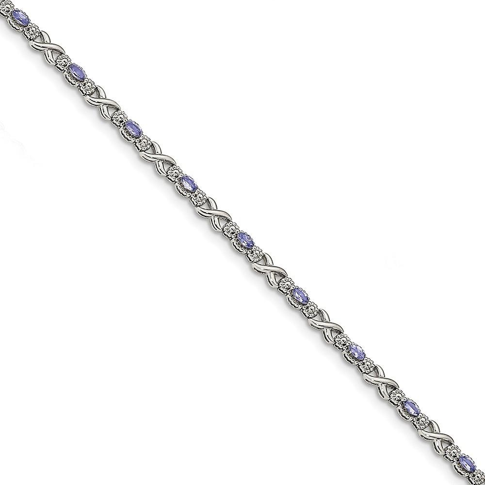 3.63mm 925スターリングシルバーポリッシュタンザナイトXS 7.5インチブレスレットリンクブレスレット女性用-.92 cwt
