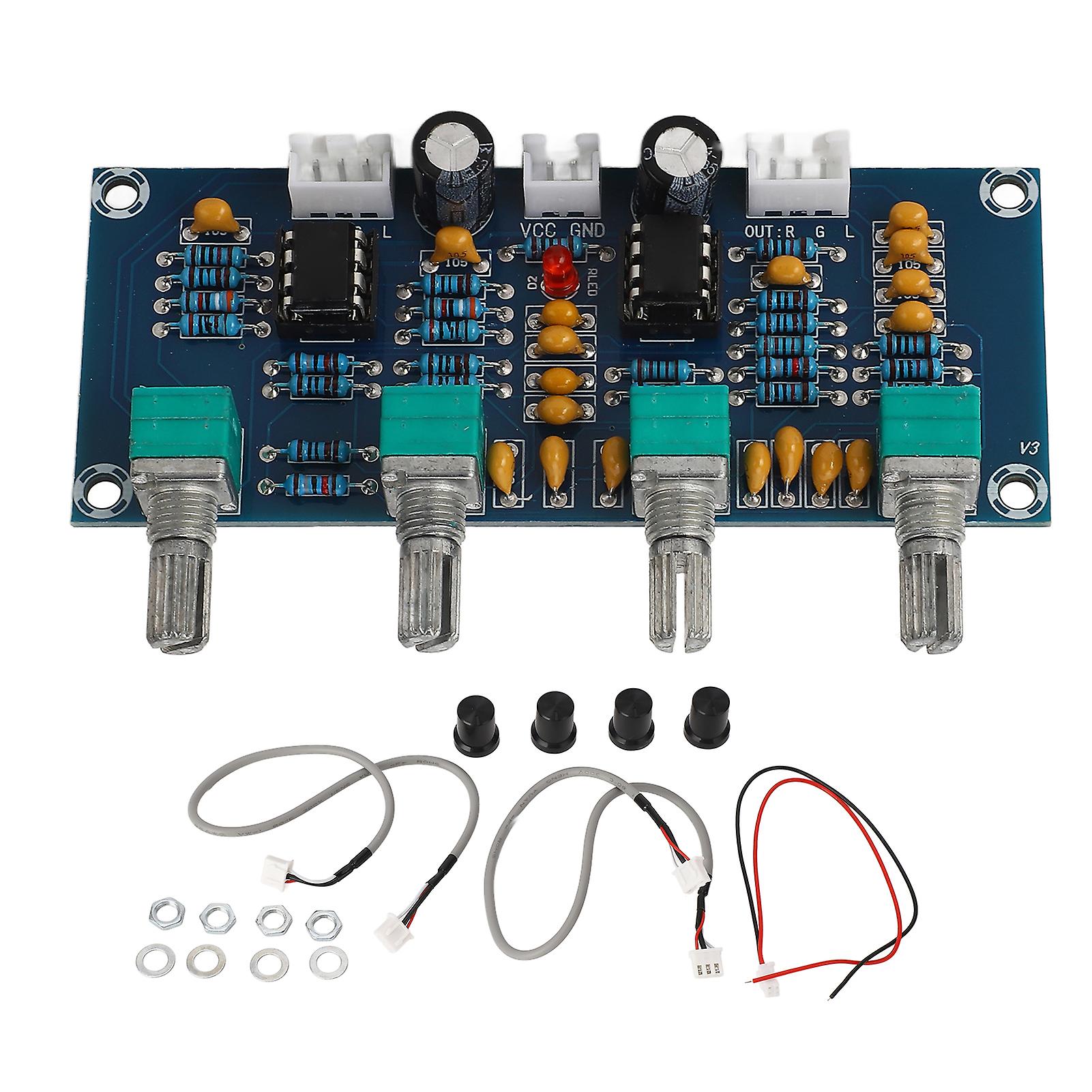Dual Channel Preamp Tone Board with NE5532 Chip, High Mid Bass Adjustment, Volume Tone Control for Speaker and Headphone Sound System DC 12V-24V