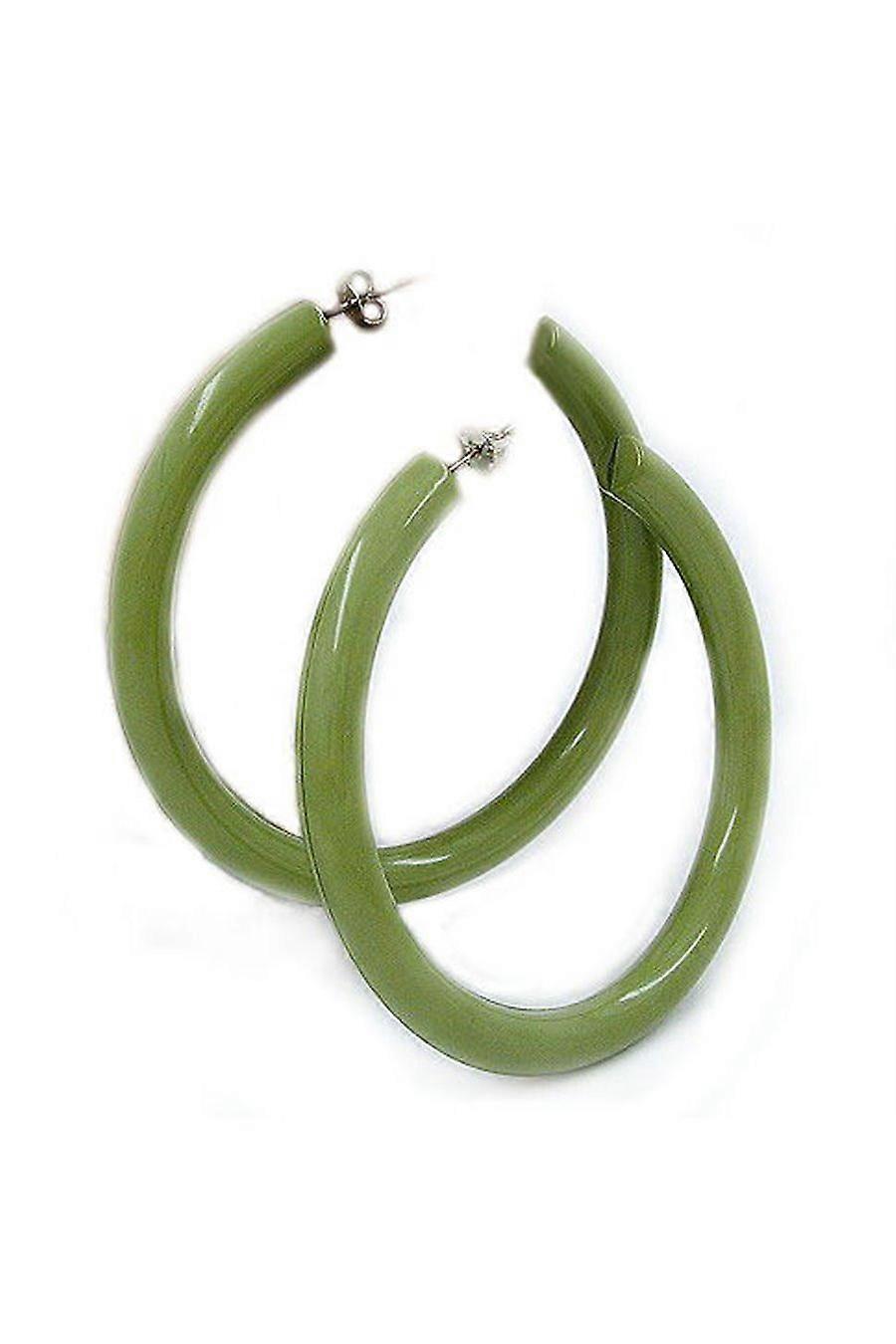 Hoop Earrings Olive Green Glossy - Gl05249