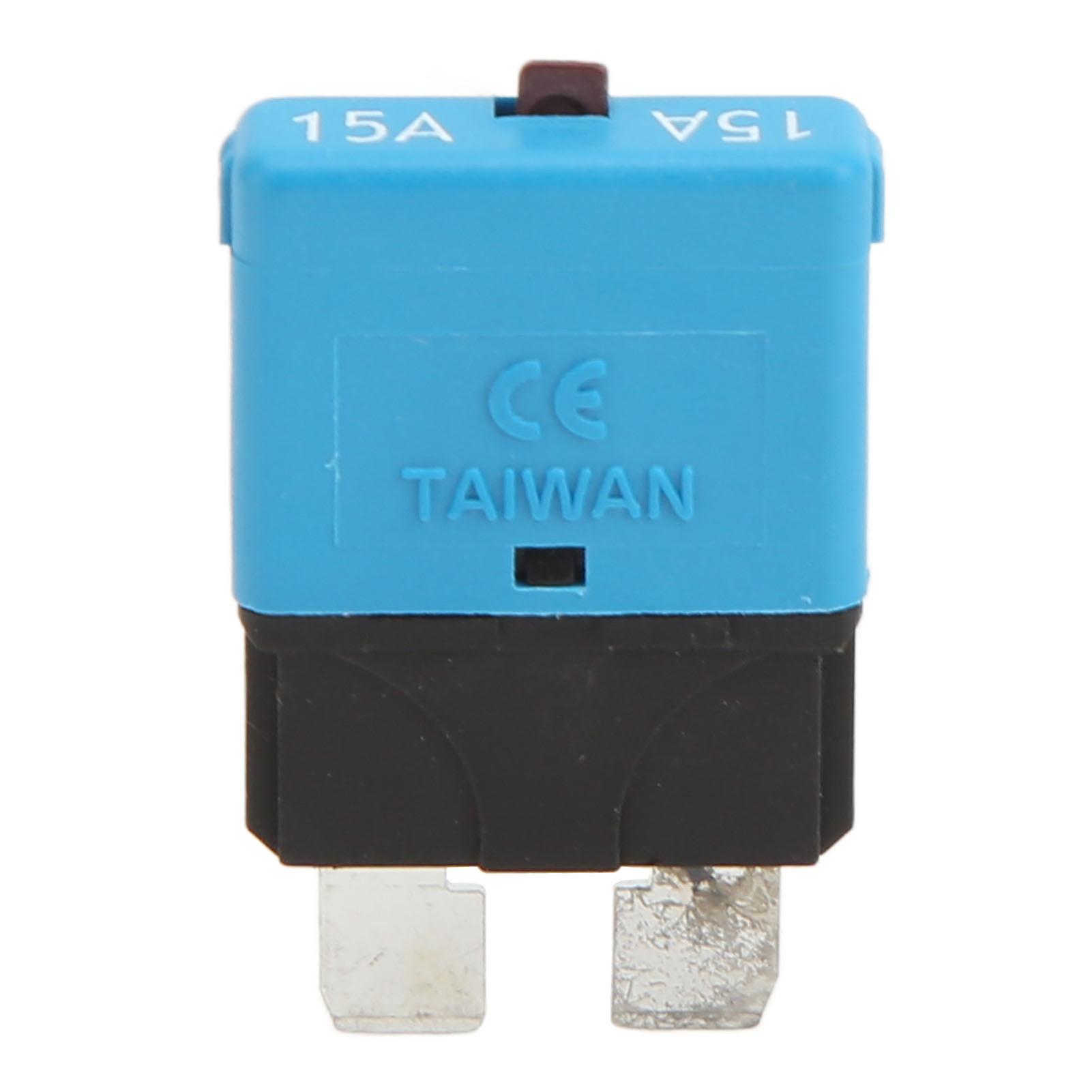 15A Blade Fuse 5.2mm Pin Manual Reset 28V DC Heat Resistant Blue Automotive Overcurrent Protection