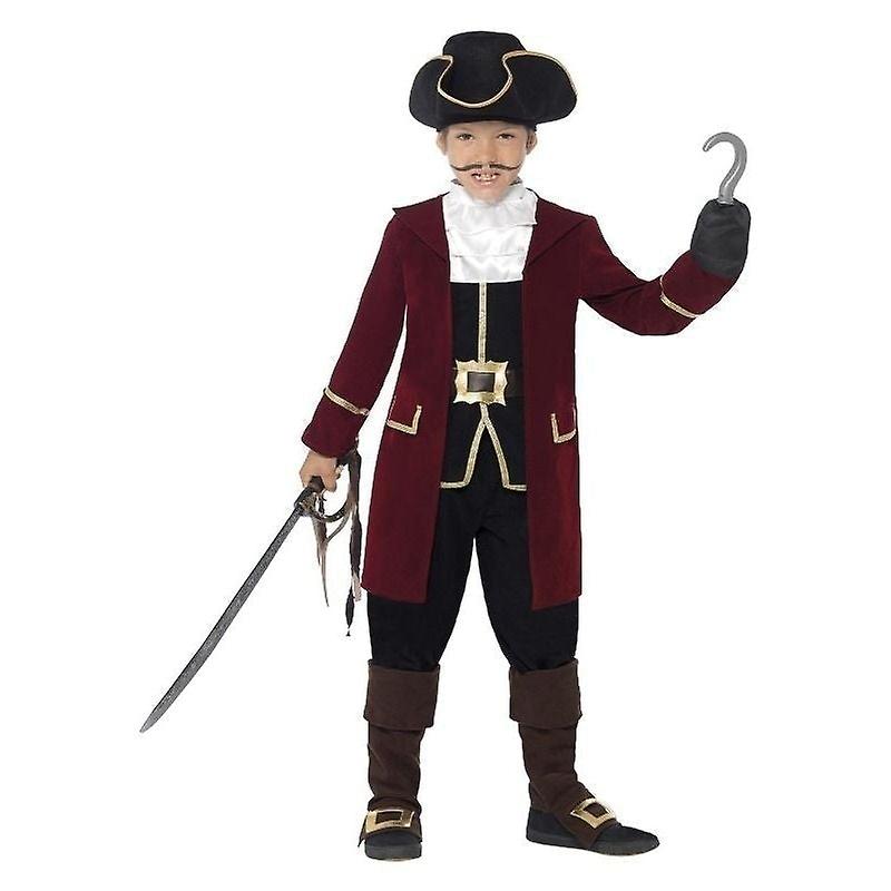 Smiffys Costume Capitano Pirata Deluxe Bambini Rosso Nero 43997l rosso/nero Medium