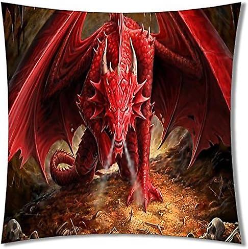 正方形のユニークな装飾的なスロー枕カバークッションカバードラゴンデザイン18 x 18両面プリント91 -cp5706