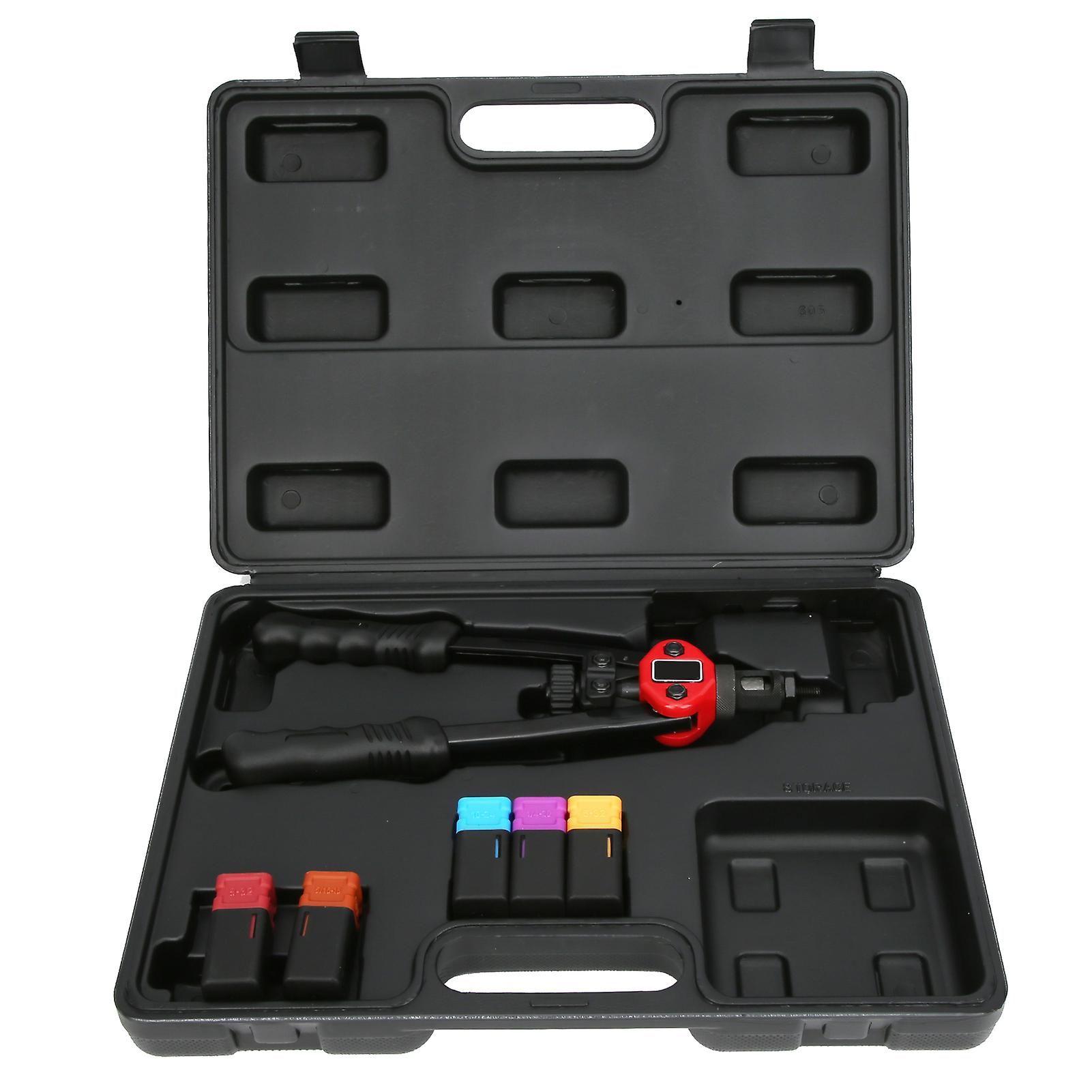 Qukaim Ferroalloy Rivet Nut Gun Rivet Nut Gun Kit, Ferroalloy Hand Tool Set with 6 Inserts for 6-32, 8-32, 10-24, 1/4-20, 5/16-18, Plastic Boxed,