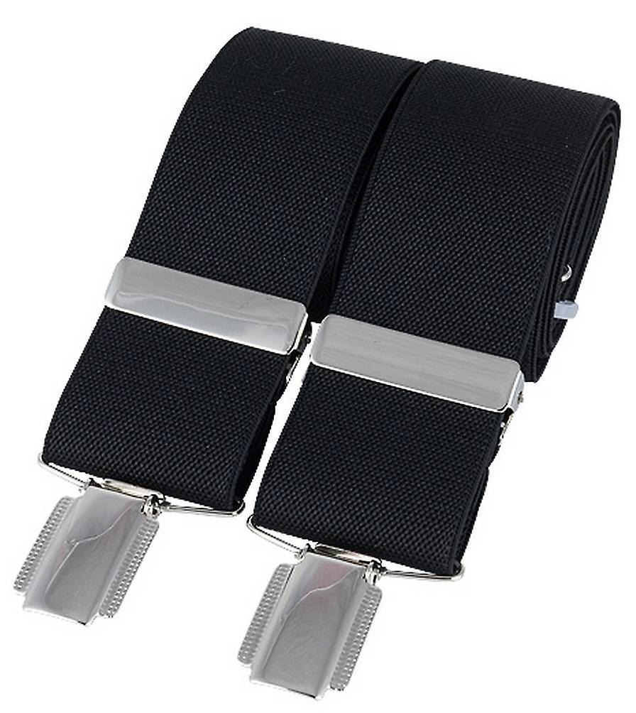 David Van Hagen Plain 35mm Clip Braces - Black/Silver