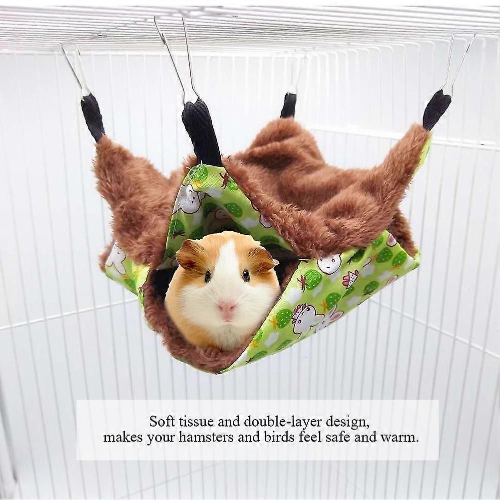 Soft Dual Layer Small Pet Hammock 20x20cm Green Comfortable Bed