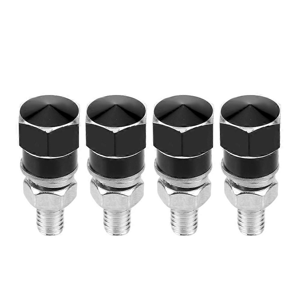 4pcs Universal Thread License Plate Frame Bolts Screws For Motorcycle (black)