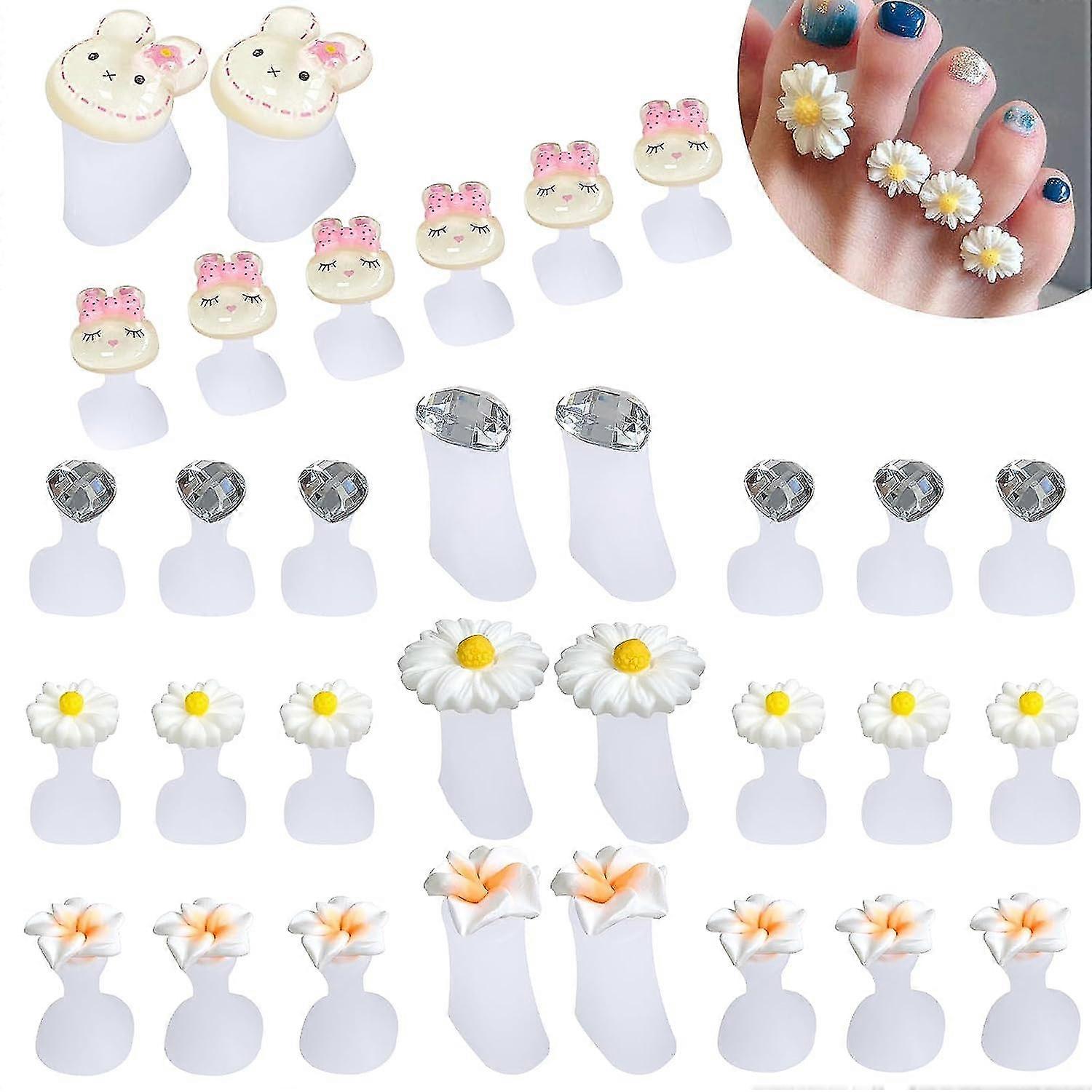 Toe Separators For Nail Polish, 4 Set Toe Spacers For Feet Apply Nail Polish During Pedicure (white Chamomile, Purple