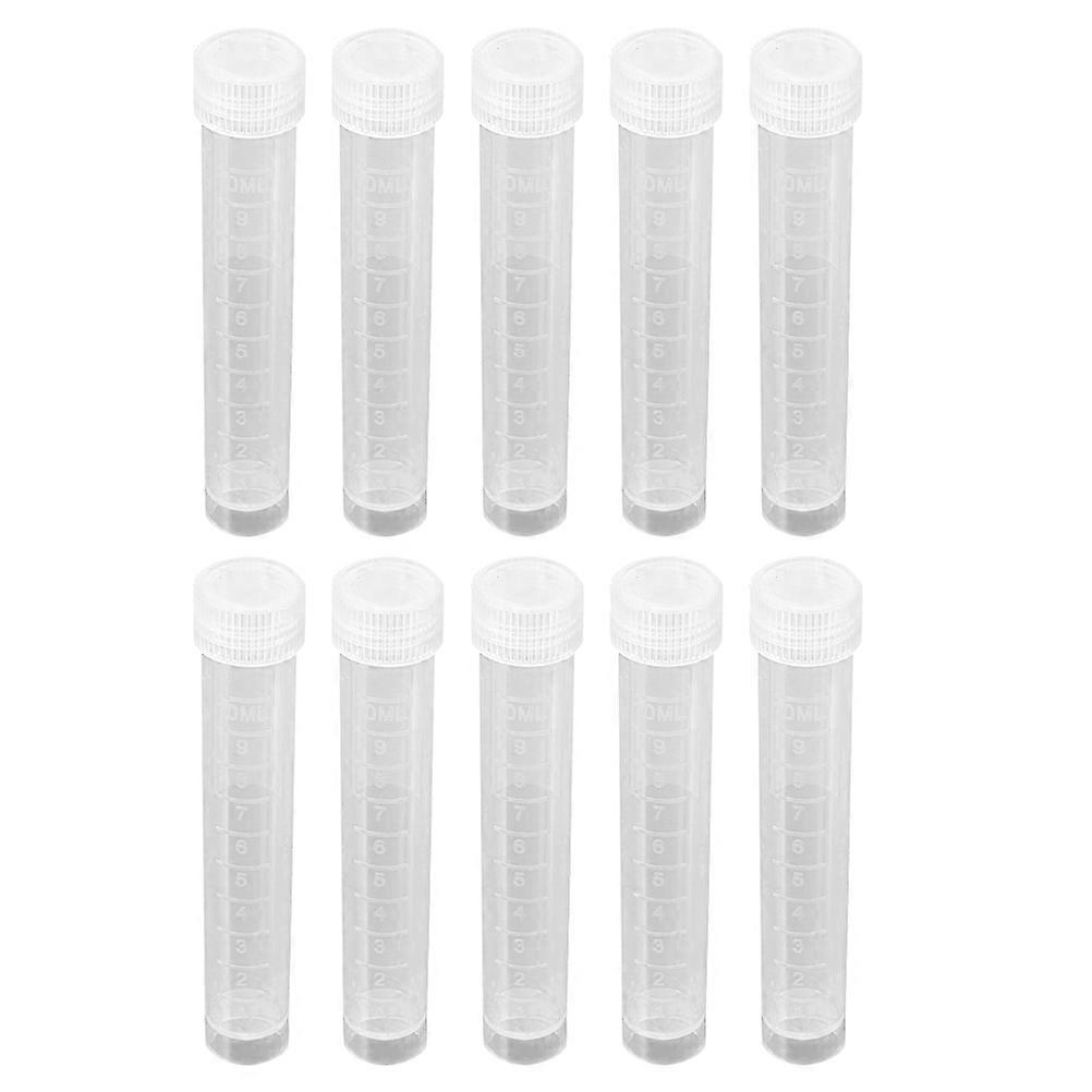 10 Pcs Clear Container Lid Science Lab Tube Scale Test Tube Liquid Test Tubes Plastic Test Tubes