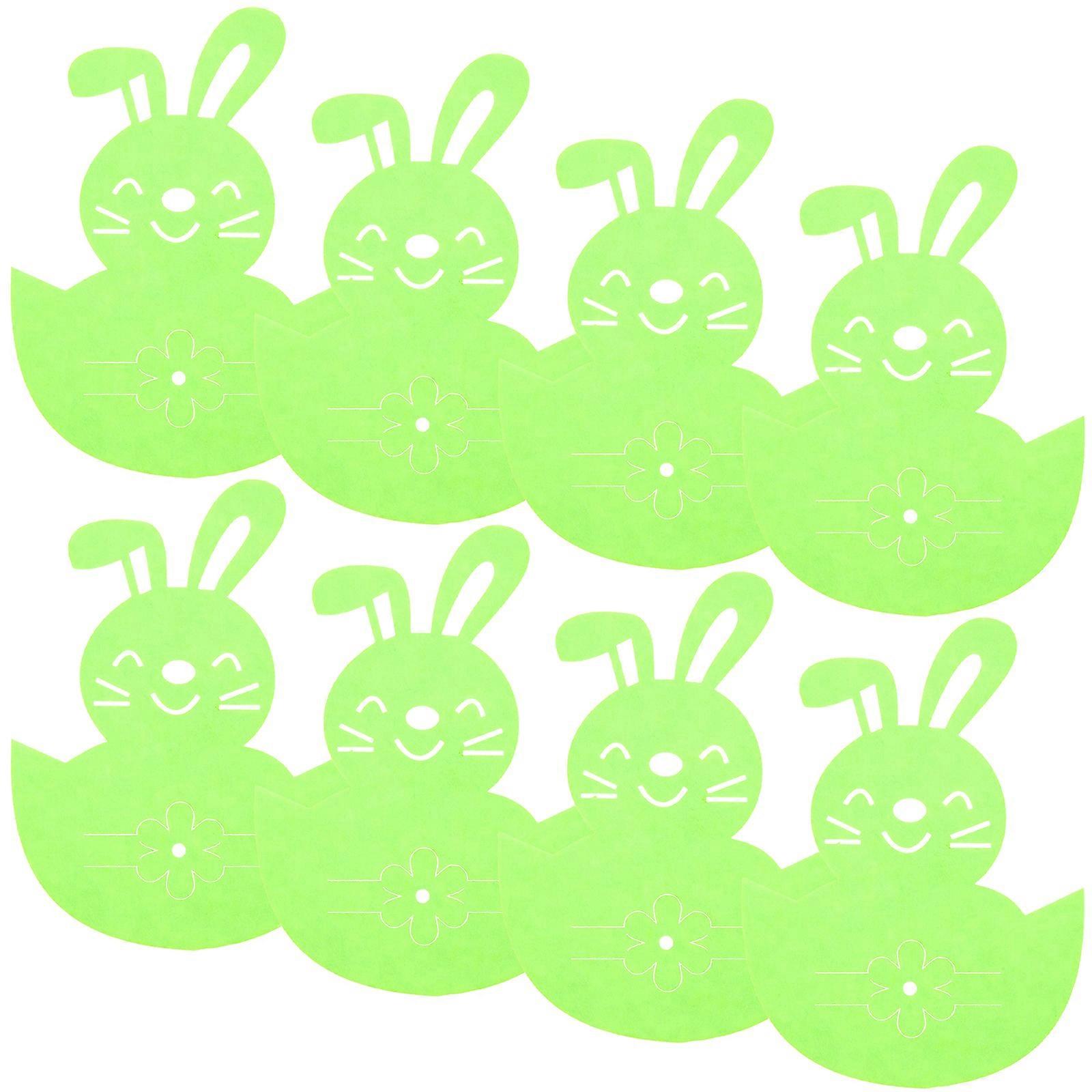 8pcs Easter Bunny Tableware Bags Easter Fork and Knives Bags Easter Bunny Decorations Light Green