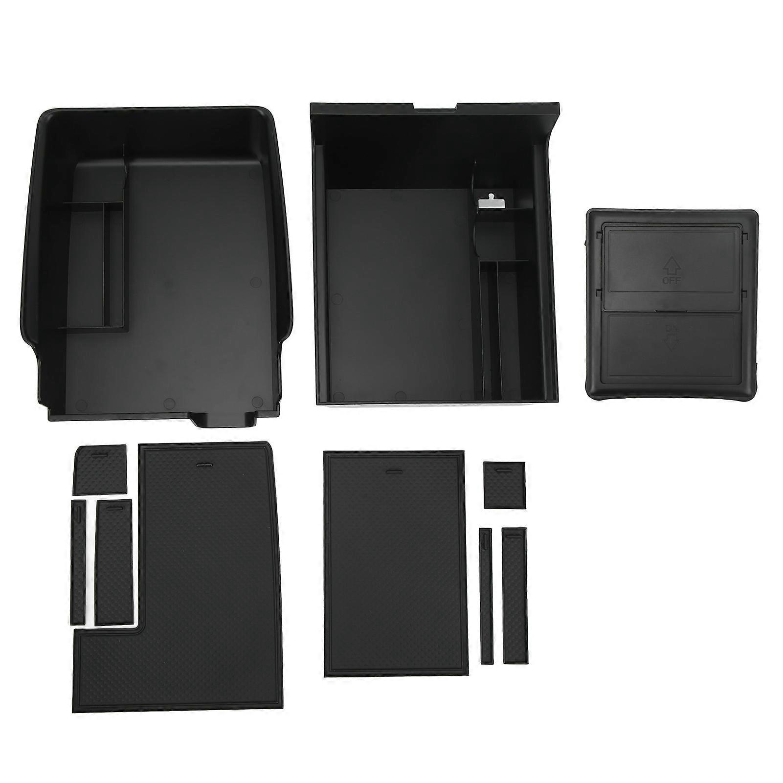 Center Console Storage Tray ABS Armrest Organizer Box Cubby Drawer Container Replacement for Tesla Model 3 Y with Silicone Pads