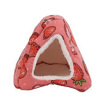Nid de coton pour hamster coupe-vent et chaud petit nid de coton pour animaux de compagnie fraise pour cochon d’Inde hamster16x16x16