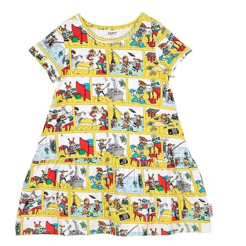 Pippi Langstrumpf Energisches Kleid gelb kurze Ärmel