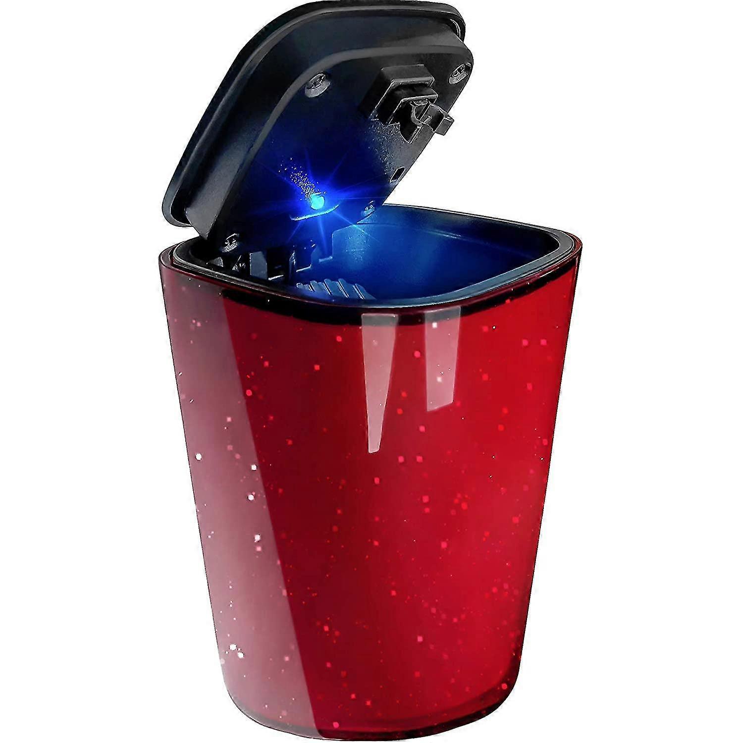 For 2024 Mini Car Trash Can With Lid - Bling Automotive Garbage Can Cup, Cute Coin Holder For Car (Red), Car Accessory