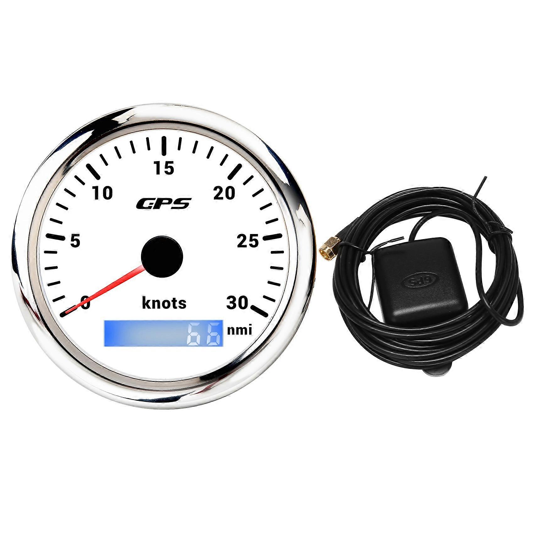 85Mm GPS Marine Speedometer 0-30 Nautical Miles with 7-Color Backlight GPS Odometer for Marine Yach