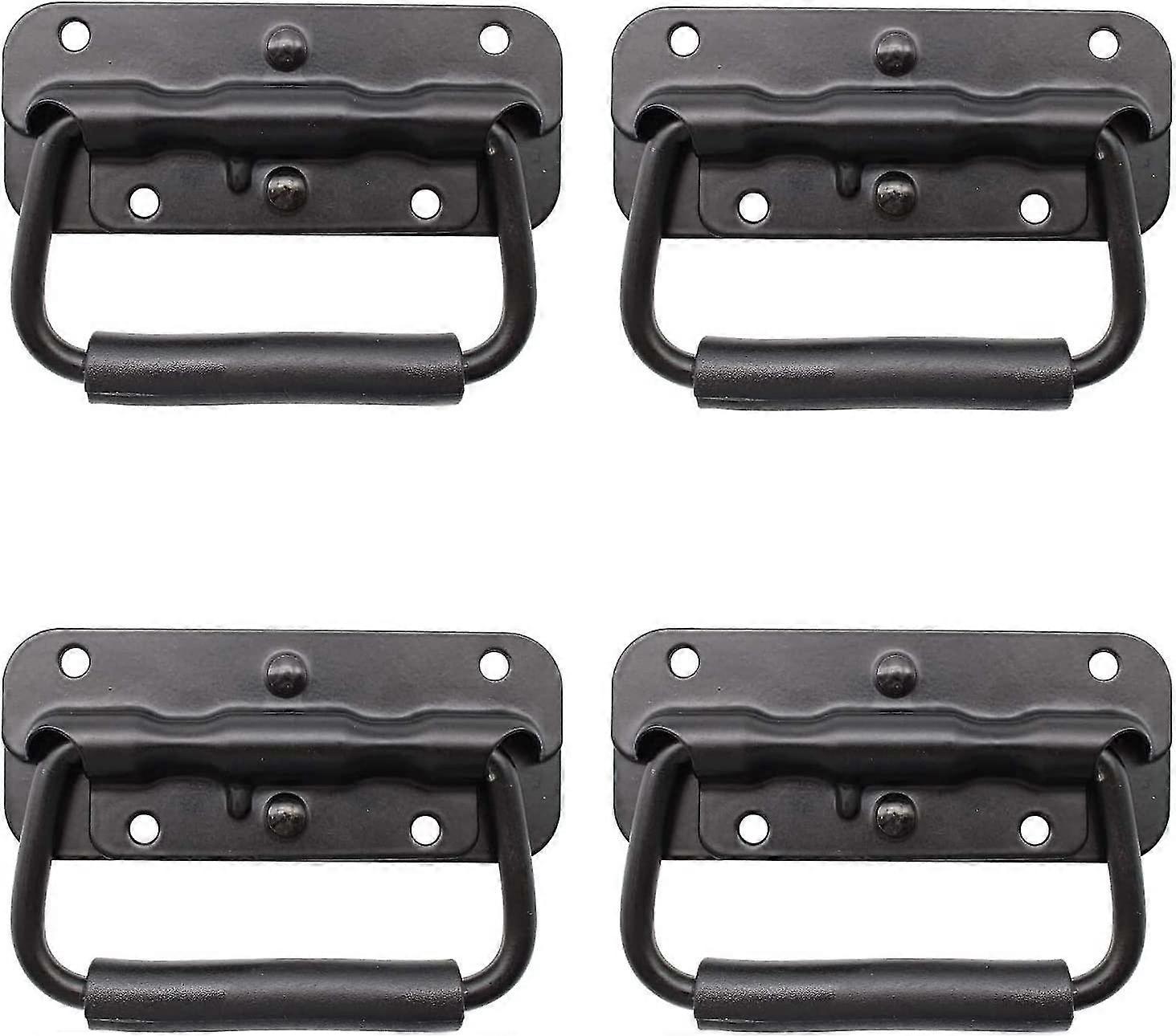 4 Pieces Box Handle, Metal Folding Handle, Black Box Handle, Spring Box Handle, Replacement Handle For Tool Box Or Storage Box