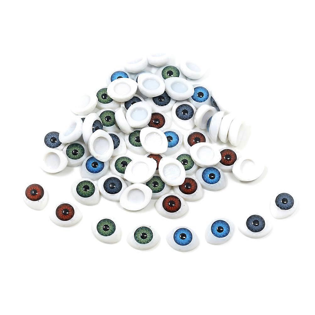 60pcs DIY Doll Eyes Material Plastic Oval Glass Eyes DIY Plush Toy Accessories Scrapbooking Crafts Projects for Home Classroom (4 Color Mixed)
